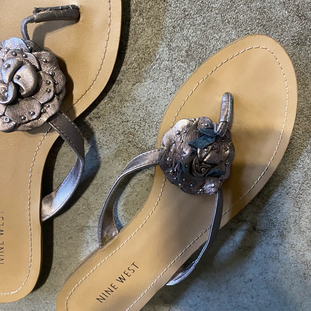 Nine West Metallic Floral Sandals